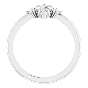 14K White Gold Natural White Sapphire & 1/5 CTW Natural Diamond Ring