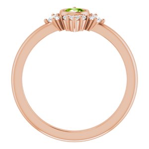 14K Rose Gold Natural Peridot & 1/5 CTW Natural Diamond Ring