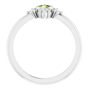 14K White Gold Natural Peridot & 1/5 CTW Natural Diamond Ring