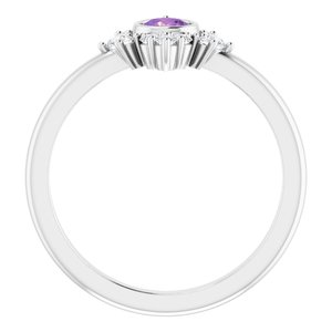 Sterling Silver Natural Amethyst & 1/5 CTW Natural Diamond Ring