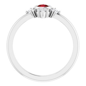 Sterling Silver Natural Mozambique Garnet & 1/5 CTW Natural Diamond Ring