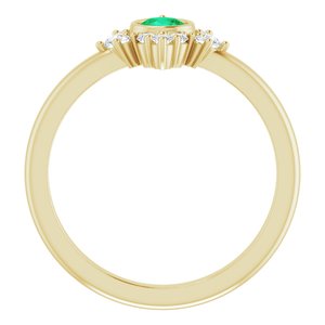 14K Yellow Gold Natural Emerald & 1/5 CTW Natural Diamond Ring
