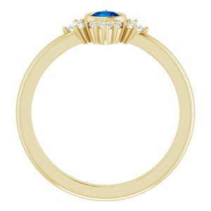 14K Yellow Gold Lab-Grown Blue Sapphire & 1/5 CTW Natural Diamond Ring
