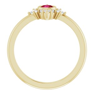 14K Yellow Gold Natural Ruby & 1/5 CTW Natural Diamond Ring