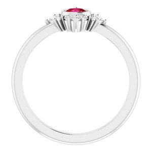 Platinum Lab-Grown Ruby & 1/5 CTW Natural Diamond Ring