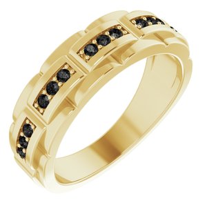 14K Yellow Gold 1/4 CTW  Natural Black Diamond Ring