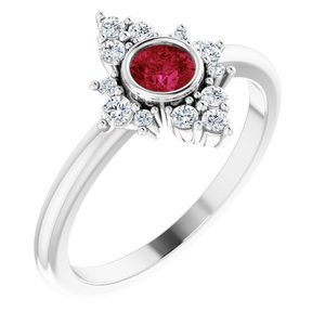 14K White Gold Lab-Grown Ruby & 1/5 CTW Natural Diamond Ring