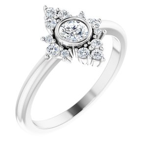 Sterling Silver Natural White Sapphire & 1/5 CTW Natural Diamond Ring
