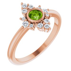 14K Rose Gold Natural Peridot & 1/5 CTW Natural Diamond Ring