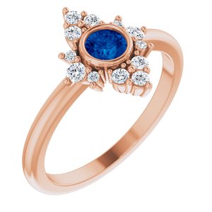 14K Rose Gold Lab-Grown Blue Sapphire & 1/5 CTW Natural Diamond Ring