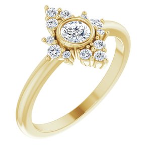 14K Yellow Gold Natural White Sapphire & 1/5 CTW Natural Diamond Ring