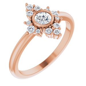 14K Rose Gold Natural White Sapphire & 1/5 CTW Natural Diamond Ring