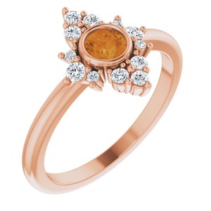 14K Rose Gold Natural Citrine & 1/5 CTW Natural Diamond Ring
