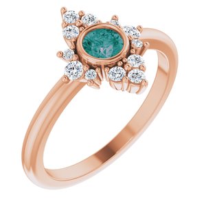 14K Rose Gold Lab-Grown Alexandrite & 1/5 CTW Natural Diamond Ring