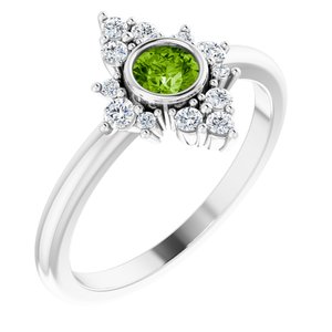 Platinum Natural Peridot & 1/5 CTW Natural Diamond Ring