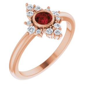 14K Rose Gold Natural Mozambique Garnet & 1/5 CTW Natural Diamond Ring