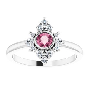 Platinum Natural Pink Tourmaline & 1/5 CTW Natural Diamond Ring