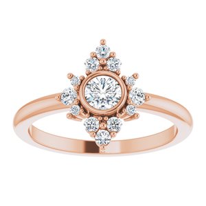 14K Rose Gold Natural White Sapphire & 1/5 CTW Natural Diamond Ring