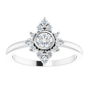 Sterling Silver Natural White Sapphire & 1/5 CTW Natural Diamond Ring