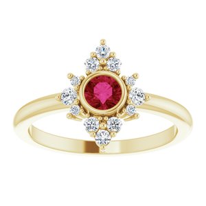 14K Yellow Gold Natural Ruby & 1/5 CTW Natural Diamond Ring