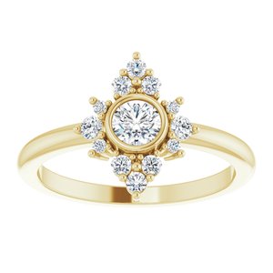 14K Yellow Gold Natural White Sapphire & 1/5 CTW Natural Diamond Ring