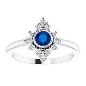 Platinum Lab-Grown Blue Sapphire & 1/5 CTW Natural Diamond Ring