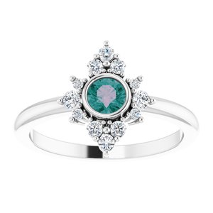 Platinum Lab-Grown Alexandrite & 1/5 CTW Natural Diamond Ring