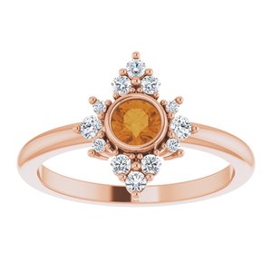 14K Rose Gold Natural Citrine & 1/5 CTW Natural Diamond Ring