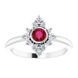 14K White Gold Lab-Grown Ruby & 1/5 CTW Natural Diamond Ring