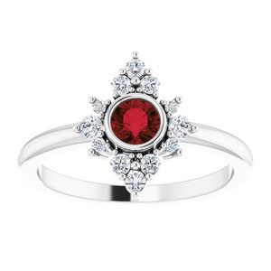 14K White Gold Natural Mozambique Garnet & 1/5 CTW Natural Diamond Ring
