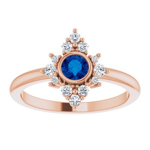 14K Rose Gold Lab-Grown Blue Sapphire & 1/5 CTW Natural Diamond Ring