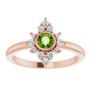14K Rose Gold Natural Peridot & 1/5 CTW Natural Diamond Ring
