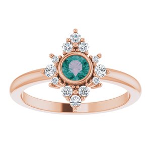 14K Rose Gold Lab-Grown Alexandrite & 1/5 CTW Natural Diamond Ring