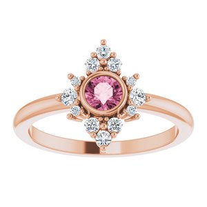14K Rose Gold Natural Pink Tourmaline & 1/5 CTW Natural Diamond Ring