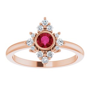 14K Rose Gold Natural Ruby & 1/5 CTW Natural Diamond Ring