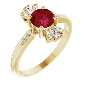 14K Yellow Gold Lab-Grown Ruby & 1/6 CTW Natural Diamond Ring