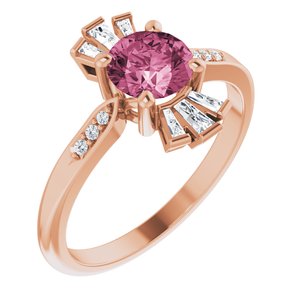 14K Rose Gold Natural Pink Tourmaline & 1/6 CTW Natural Diamond Ring