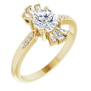 14K Yellow Gold Natural White Sapphire & 1/6 CTW Natural Diamond Ring