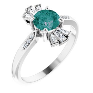 14K White Gold Lab-Grown Alexandrite & 1/6 CTW Natural Diamond Ring