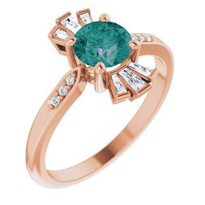 14K Rose Gold Lab-Grown Alexandrite & 1/6 CTW Natural Diamond Ring