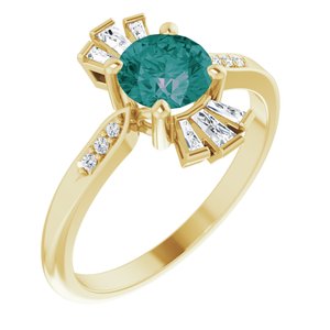 14K Yellow Gold Lab-Grown Alexandrite & 1/6 CTW Natural Diamond Ring