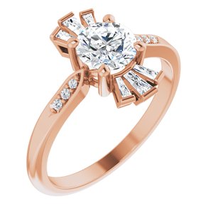 14K Rose Gold Natural White Sapphire & 1/6 CTW Natural Diamond Ring
