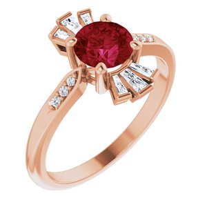 14K Rose Gold Lab-Grown Ruby & 1/6 CTW Natural Diamond Ring