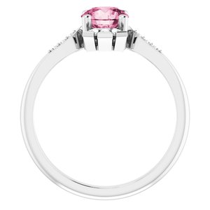 Platinum Natural Pink Tourmaline & 1/6 CTW Natural Diamond Ring