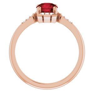 14K Rose Gold Natural Mozambique Garnet & 1/6 CTW Natural Diamond Ring