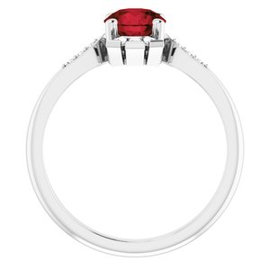 Platinum Natural Garnet & 1/6 CTW Natural Diamond Ring