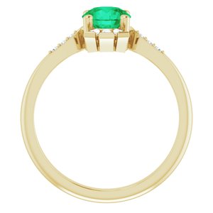 14K Yellow Gold Lab-Grown Emerald & 1/6 CTW Natural Diamond Ring