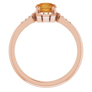 14K Rose Gold Natural Citrine & 1/6 CTW Natural Diamond Ring