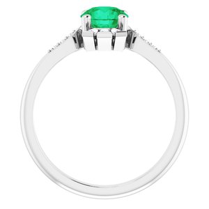 Sterling Silver Natural Emerald & 1/6 CTW Natural Diamond Ring