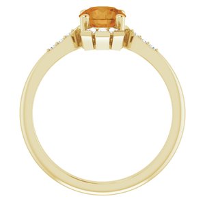 14K Yellow Gold Natural Citrine & 1/6 CTW Natural Diamond Ring
